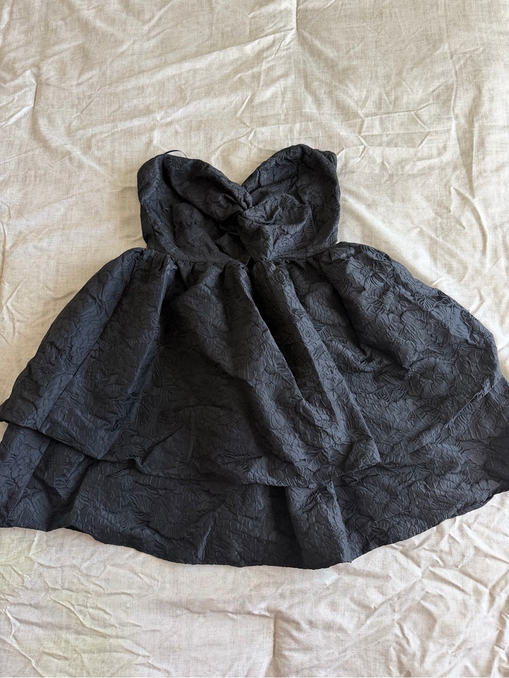 Altar'd State Black Floral Strapless Sweetheart Mini Dress (XL)